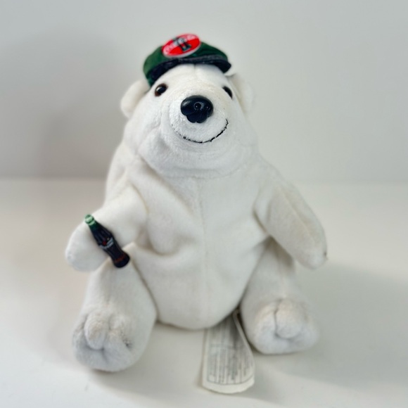 Coca Cola Other - 1997 Coca Cola Stuffed Plush Bean Bag Polar Bear 6" Bottle Logo and Hat